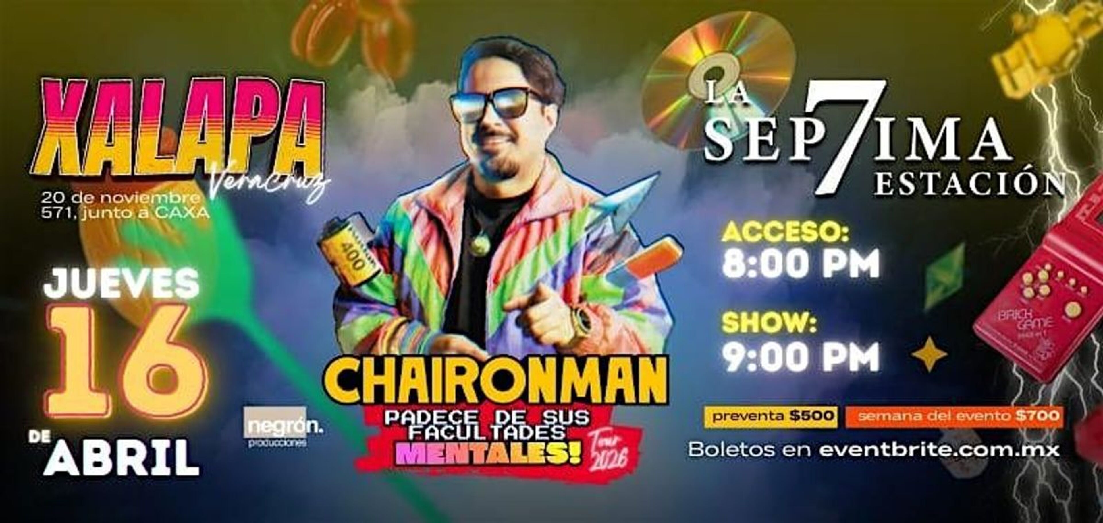 Imagen de portada para el evento: Chaironman presenta "Padece de sus facultades mentales!" | Comedia | Xalapa