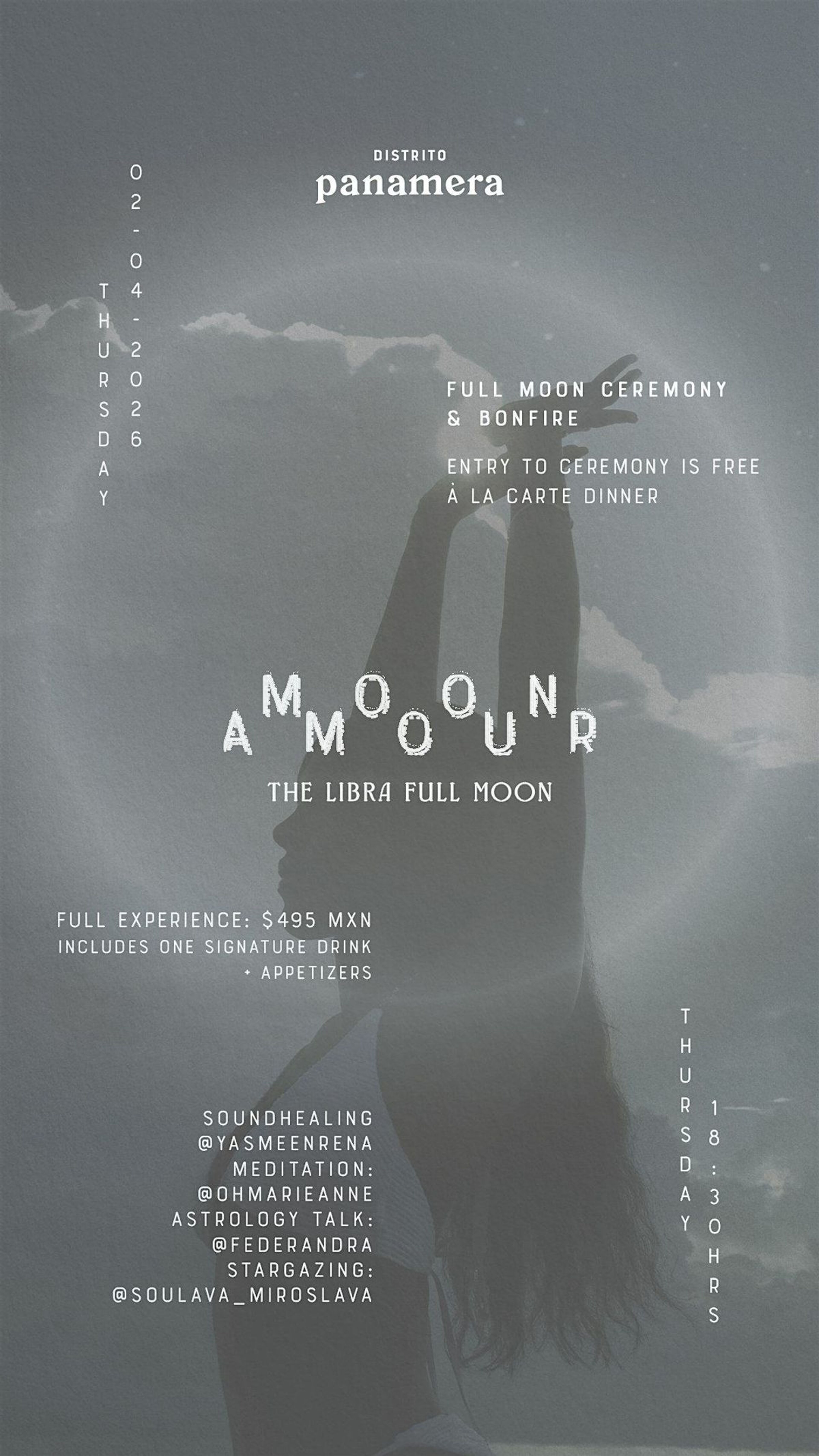Imagen de portada para el evento: The Libra  Full Moon: Full Experience (1 signature drink + Appetizers)